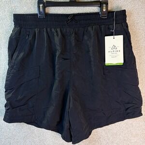 Alpine Design Woven Cargo Shorts Women Medium 6" Inseam Black Gym Athleisure NEW
